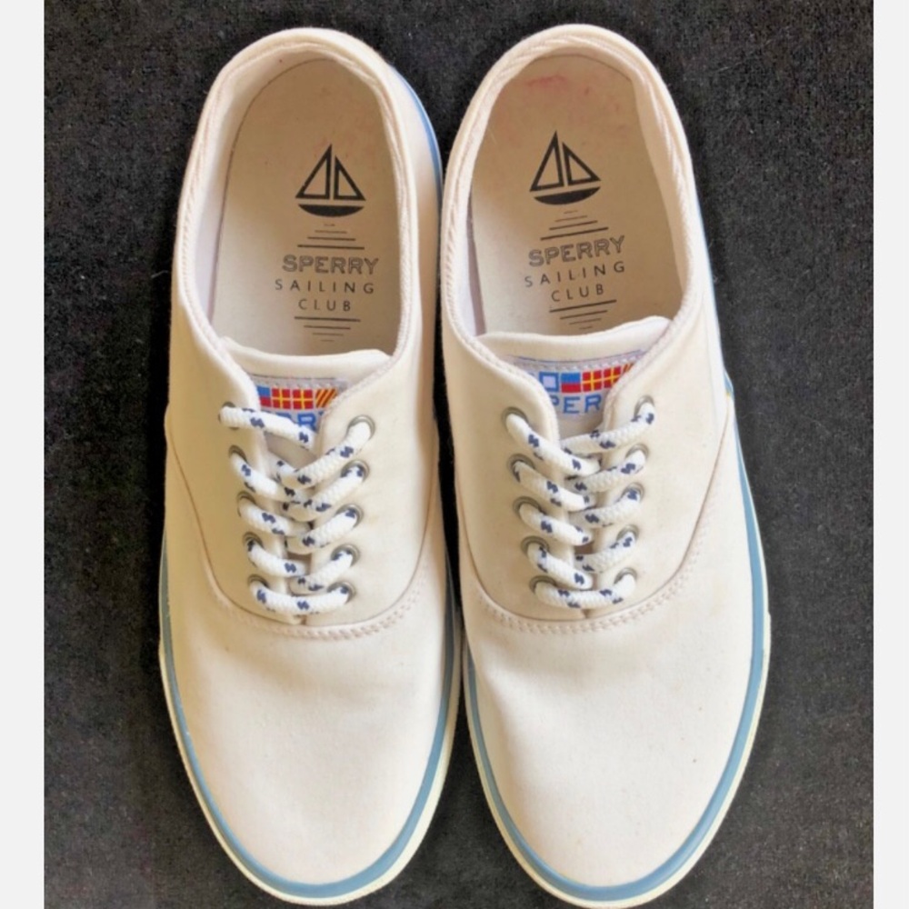 Sperry womens size 9.5 White Canvas Walking Shoes Sneakers WSTS81699